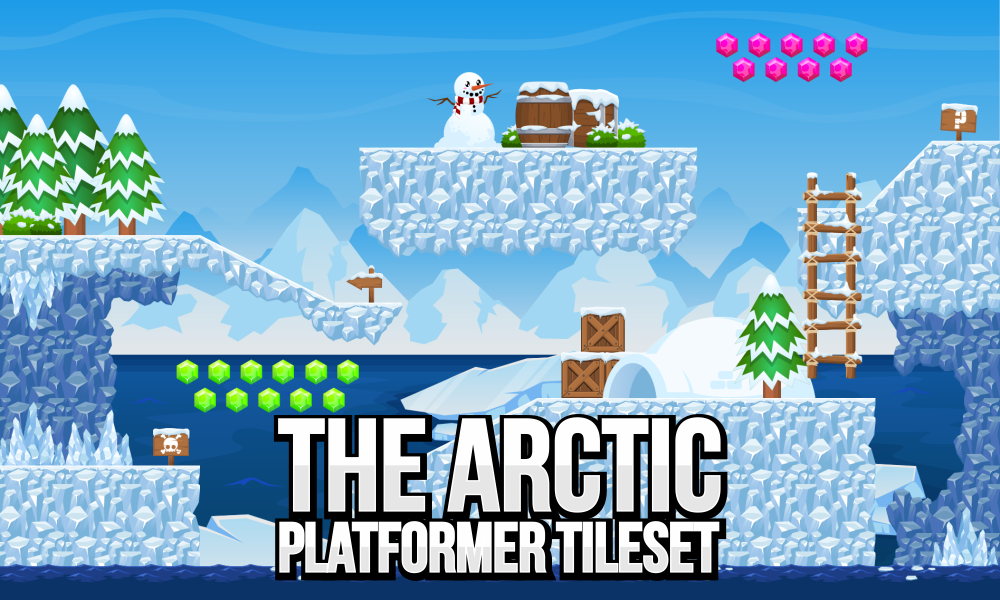 the snow arctic christmas platformer tileset