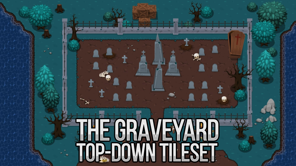 top down graveyard tileset