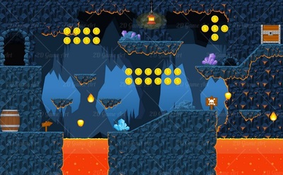 Lava Cave - Platformer Tileset - Game Art 2D