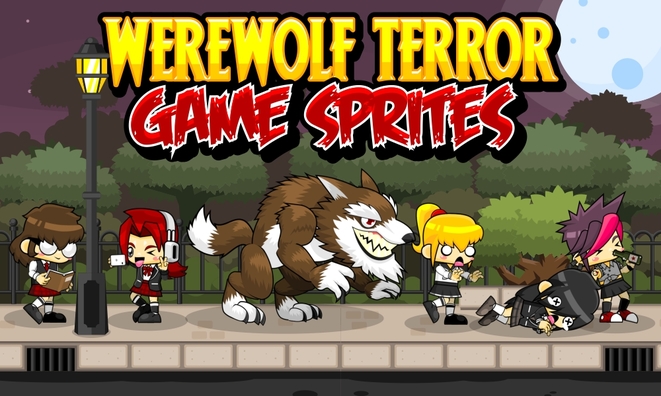 werewolf horror halloween cute girl game sprites