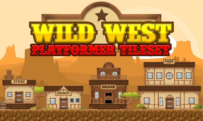 wild west desert cowboy platformer tileset