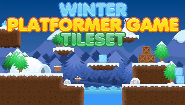 platformer game tileset free tiled assets 2d winter snow christmas
