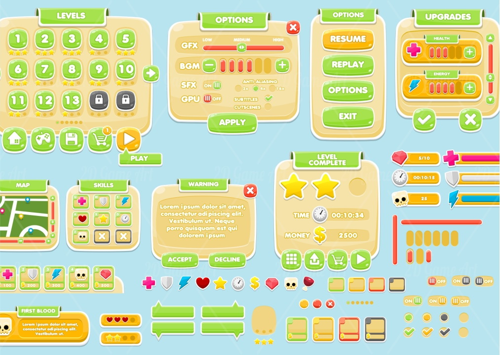 Colorful Casual Game GUI - Game Art 2D
