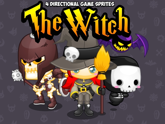 4 direction sprite rpg fantasy witch skeleton