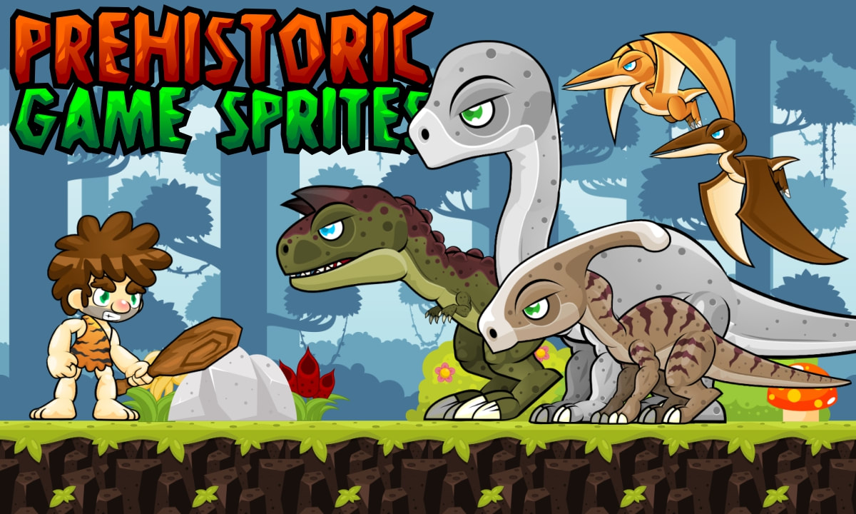 Prehistoric Game Sprites - Game Art 2D