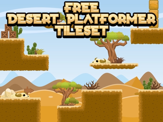 desert platformer game tileset free