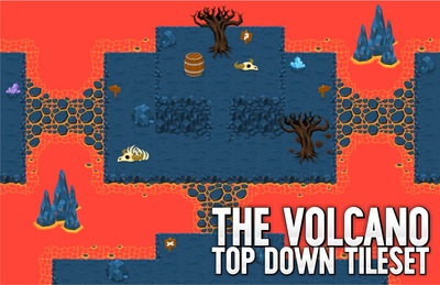 Top down lava cave RPG tileset